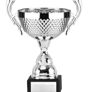 Turin Wide Wide Bodied Silver Presentation Cup With Handles & Marble Base