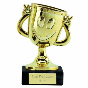Smiley Man Gold Cup Trophy Cup On A Marble Base