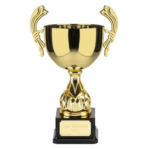 Link Gold Presentation Cup With Handles On A Black Base