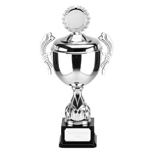 Link Silver Presentation Cup With Lid On A Black Base