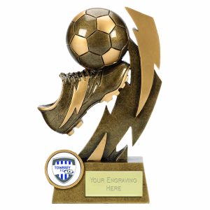 Gold Flash Boot & Ball Football Trophy