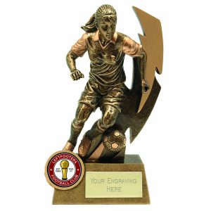 15 x Gold 2D Flash Female Footballer Trophy
