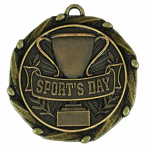Gold Combo Sports Day Medal with Red, White & Blue Ribbon 45mm (1 3/4")