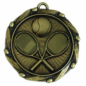 Gold Combo Tennis Medal with Red, White & Blue Ribbon 45mm (1 3/4")