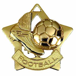 Gold Mini Star Boot & Ball Football Medal 60mm (2 3/8")