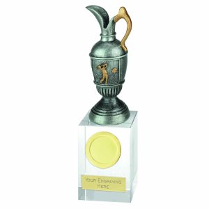 Orb Claret Jug Award on a Clear Crystal Merit Base