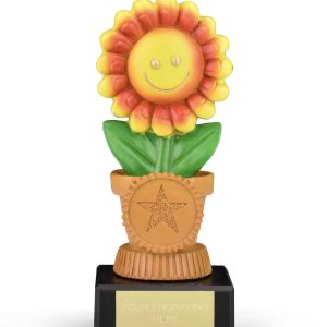 Orb Happy Flower Award on a Marble Base