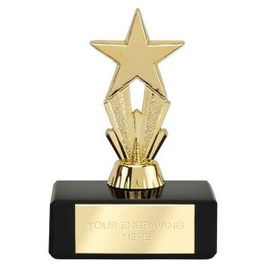 Gold Micro Star Trophy On A Black Marble Base
