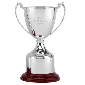Explorer Silver Plated Presentation Cup With A Rosewood Finish Base