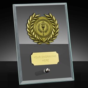 Crest Jade Glass Plaque With A Laurel Trim