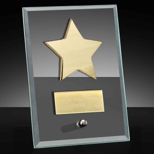Crest Gold Star On A Jade Glass Plaque