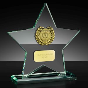 Major Star Jade Glass Plaque with A Gold Trim