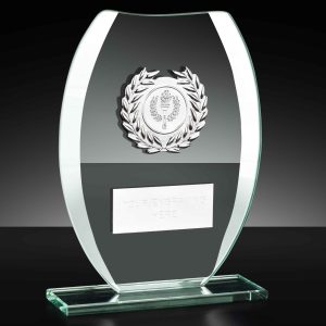 Compass Silver Trim Jade Glass Award