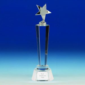 Silver Polished Silver Star Crystal Podium Award