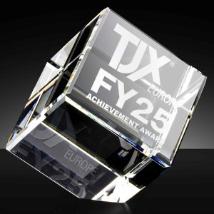 Self Standing Crystal Cube Paperweight Award