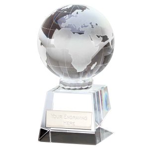 Victory 3D Globe Optical Crystal Award 14cm (5 1/2")