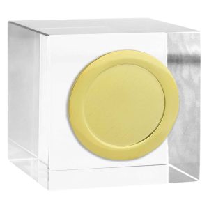 Optical Crystal Block Award With Gold Trim 5cm (2")