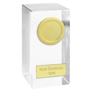 Optical Crystal Block Award With Gold Trim 10cm (3 7/8")