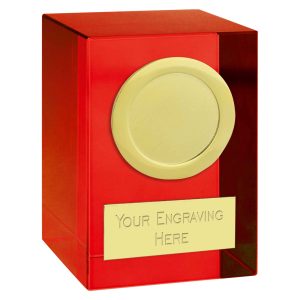 Red Merit Optical Crystal Block with Gold Trim 8cm (3 1/4")