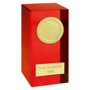 Red Merit Optical Crystal Block with Gold Trim 10cm (4")