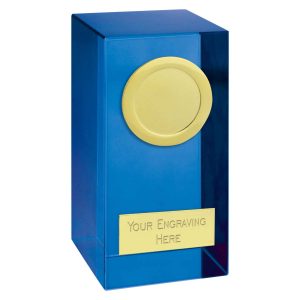 Blue Merit Optical Crystal Block with Gold Trim 10cm (4")