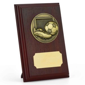 Prize Ruby Wood Football Plaque 12.5cm (5")