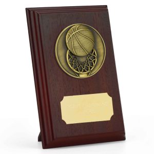 Prize Ruby Wood Basketball Plaque 12.5cm (5")