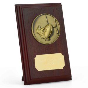 Prize Ruby Wood Rugby Plaque 12.5cm (5")