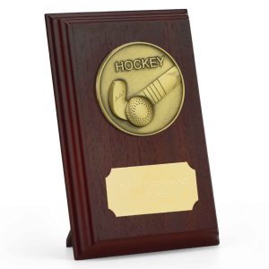 Prize Ruby Wood Hockey Plaque 12.5cm (5")