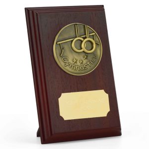 Prize Ruby Wood Gymnastics Plaque 12.5cm (5")