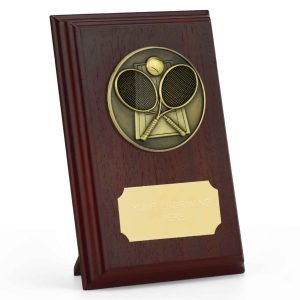 Prize Ruby Wood Tennis Plaque 12.5cm (5")