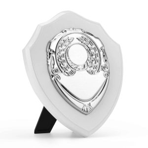 White Triumph Plaque with Silver Shield
