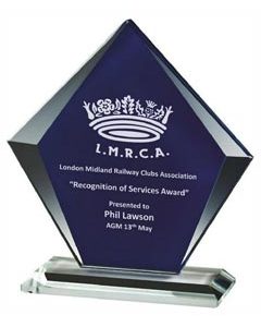 Clear/Blue Glass Diamond Stand Award (In Presentation Case)