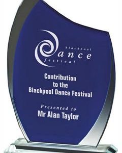 Clear/Blue Glass Curve Award (In Presentation Case)
