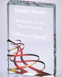 Red Ribbon Glass Block