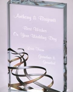 Silver/Gold Ribbon Glass Block