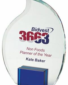 Crystal Flame Award with Blue Stand for Colour Print (In Presentation Case)