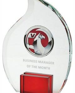 Crystal Flame Award with Red Stand for Colour Print (In Presentation Case)