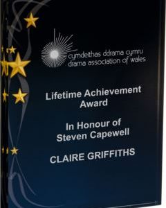 Rectangular Glass Award - Black Background with Gold Stars