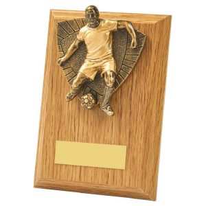 Male Footballer Wood Plaque Award
