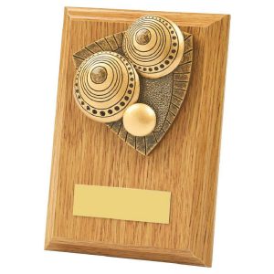 Light Oak Lawn Bowls Wood Plaque Award