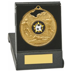 70mm Football Medal in Case (Gold / Silver / Bronze)
