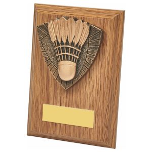 Wood Plaque with Resin Badminton Trim