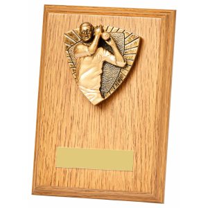Cricket Bowler Wood Plaque Male