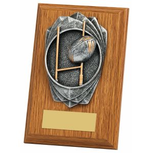 "Rose" Light Oak Rugby Plaque (Posts)