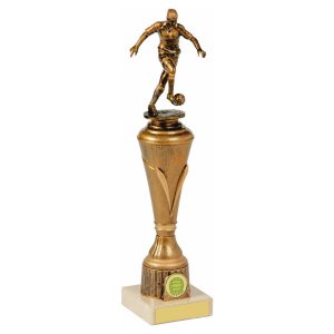 Antique Gold Female Football Pillar Trophies