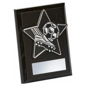 Silver/Black Boot Ball Trim, Black Wood Award