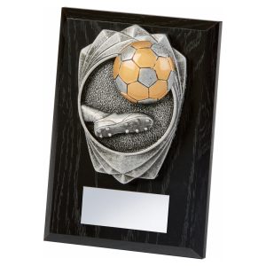 Antique Silver Boot/Ball, Black Wood Award