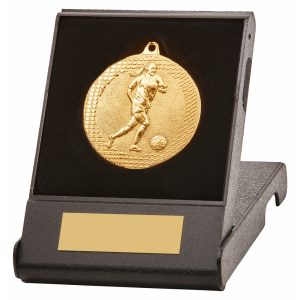 Gold Female Football Medal in Case