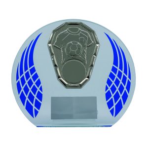 Clear/Blue Wreath Glass with Football Trim